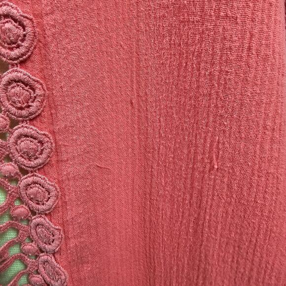 La Blanca Coral Pink Embroidered Lace Swimsuit Cover Up, Style #LB4CC55, Size L - Picture 5 of 11